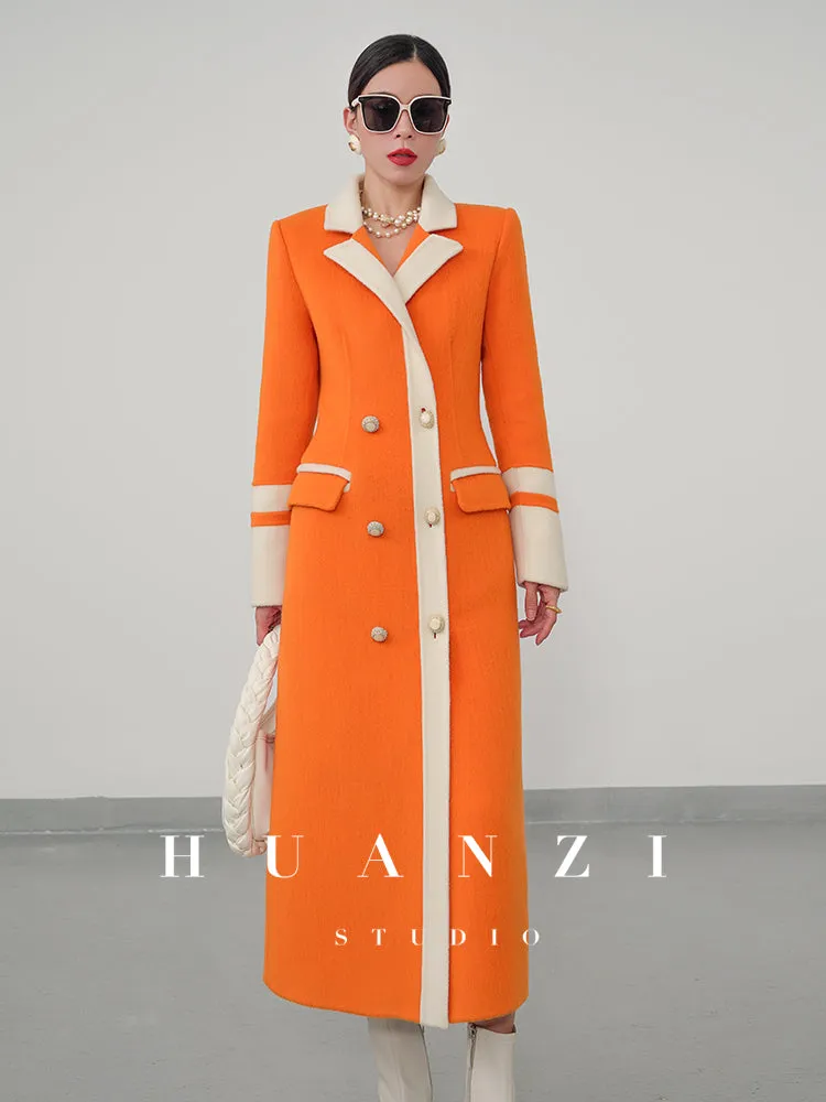 Huanzi custom high-grade orange double-sided cashmere wool autumn winter coat - Cirre