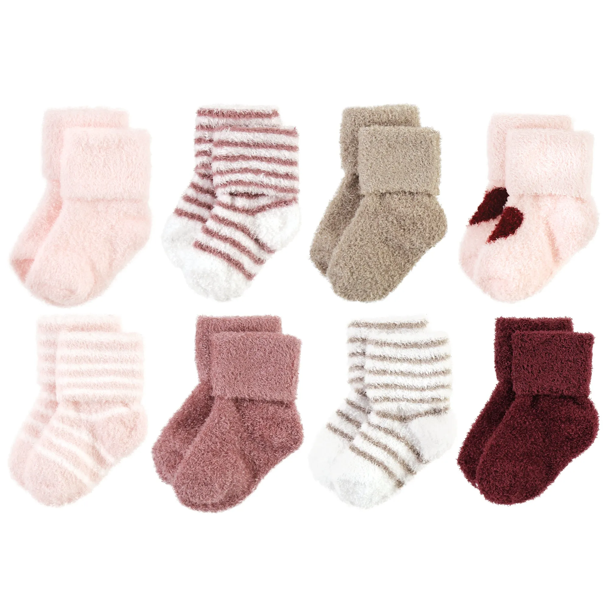 Hudson Baby Cotton Rich Newborn and Terry Socks, Burgundy Heart