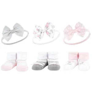 Hudson Baby Headband and Socks Giftset, Basic Pink Floral