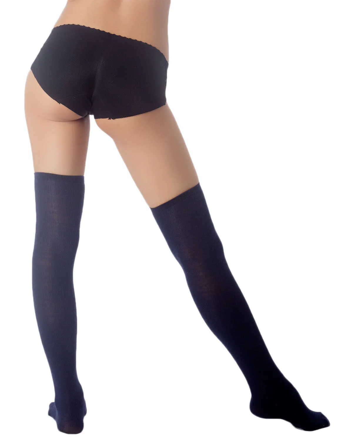 iB-iP Women's Navy Stripes Sports Football Style Hold-up Thigh High Long Socks