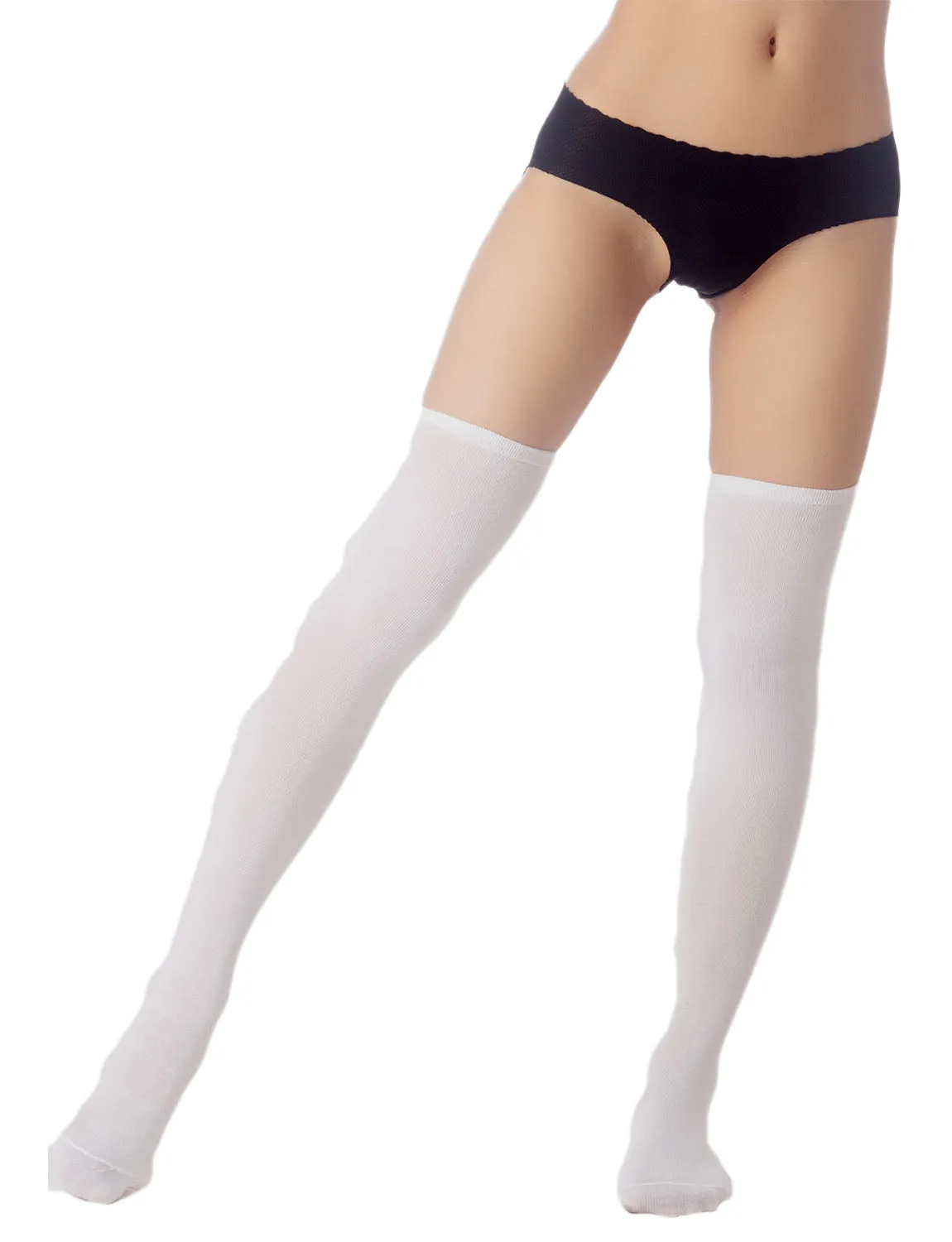 iB-iP Women's Navy Stripes Sports Football Style Hold-up Thigh High Long Socks