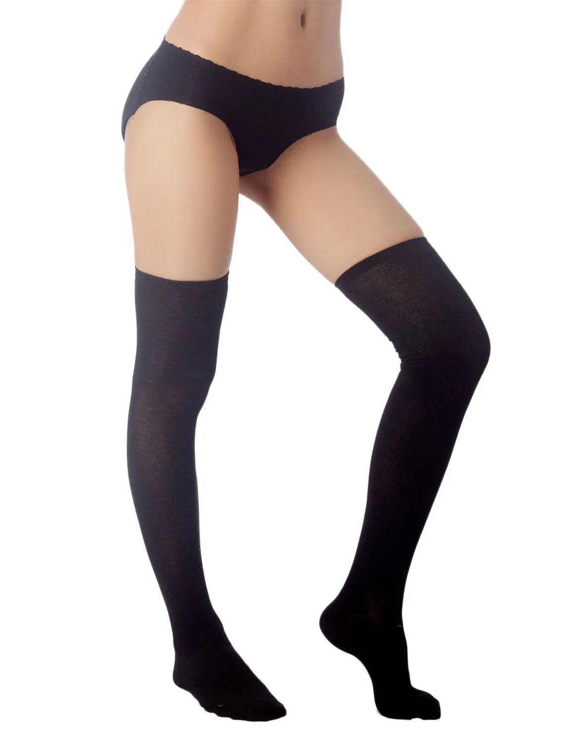 iB-iP Women's Navy Stripes Sports Football Style Hold-up Thigh High Long Socks