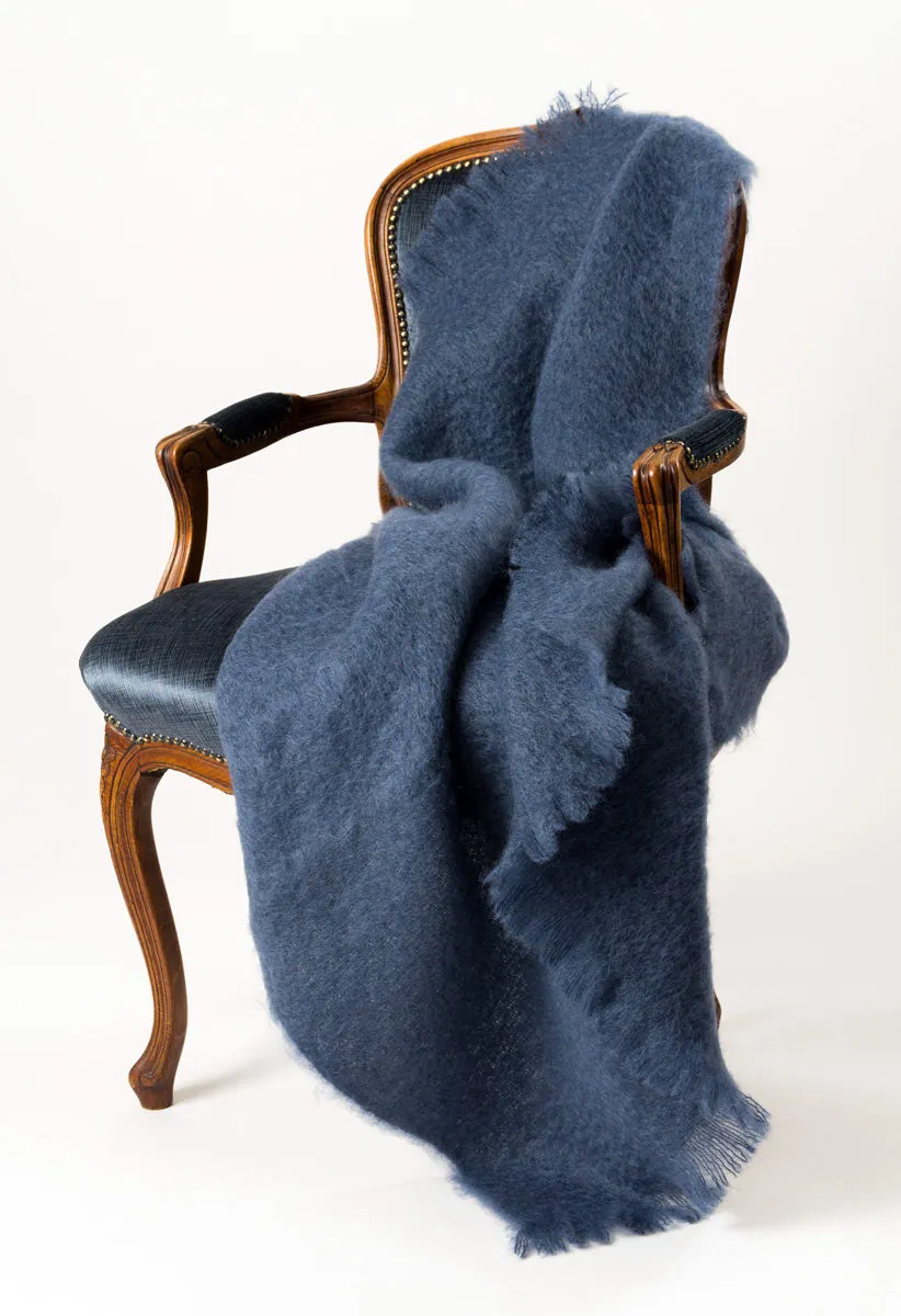 Indigo Blue Mohair Throw Blanket