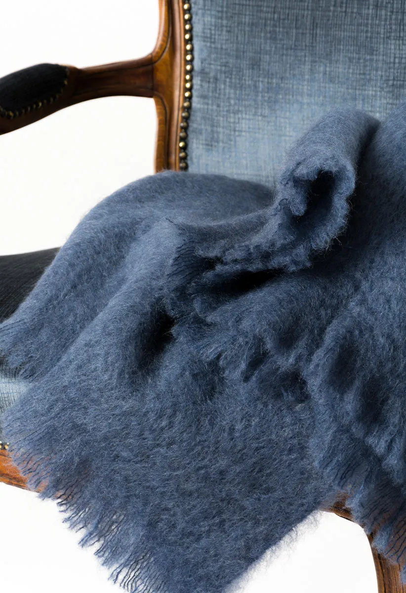 Indigo Blue Mohair Throw Blanket