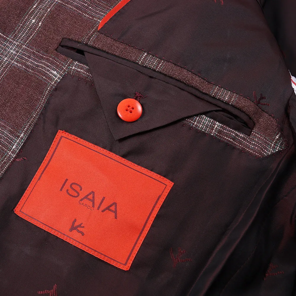 Isaia Burgundy Wool-Silk-Linen Sport Coat