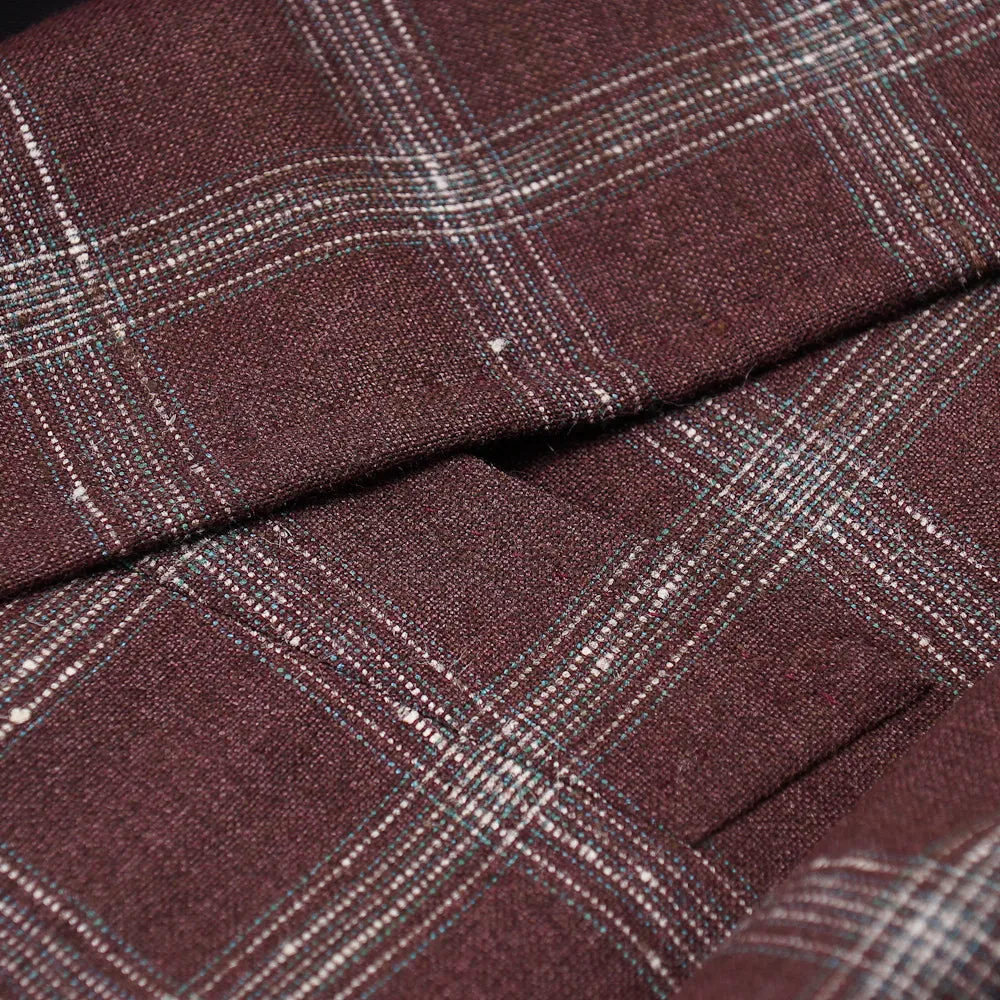 Isaia Burgundy Wool-Silk-Linen Sport Coat