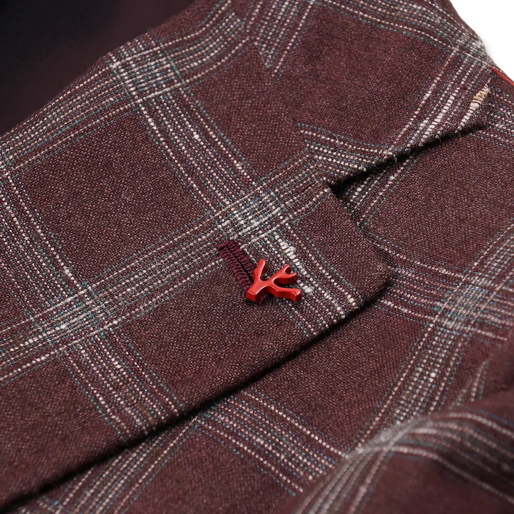 Isaia Burgundy Wool-Silk-Linen Sport Coat