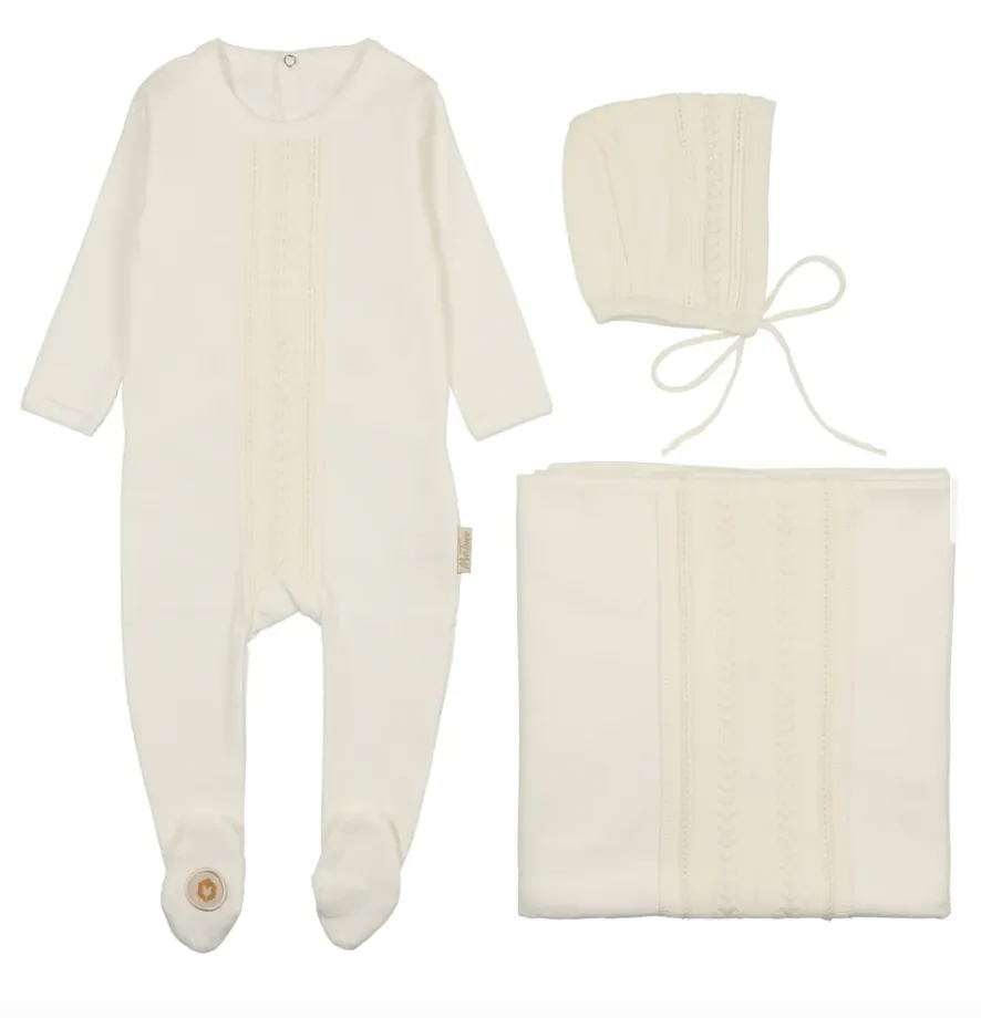 Ivory Strip of Sweetness Layette Set