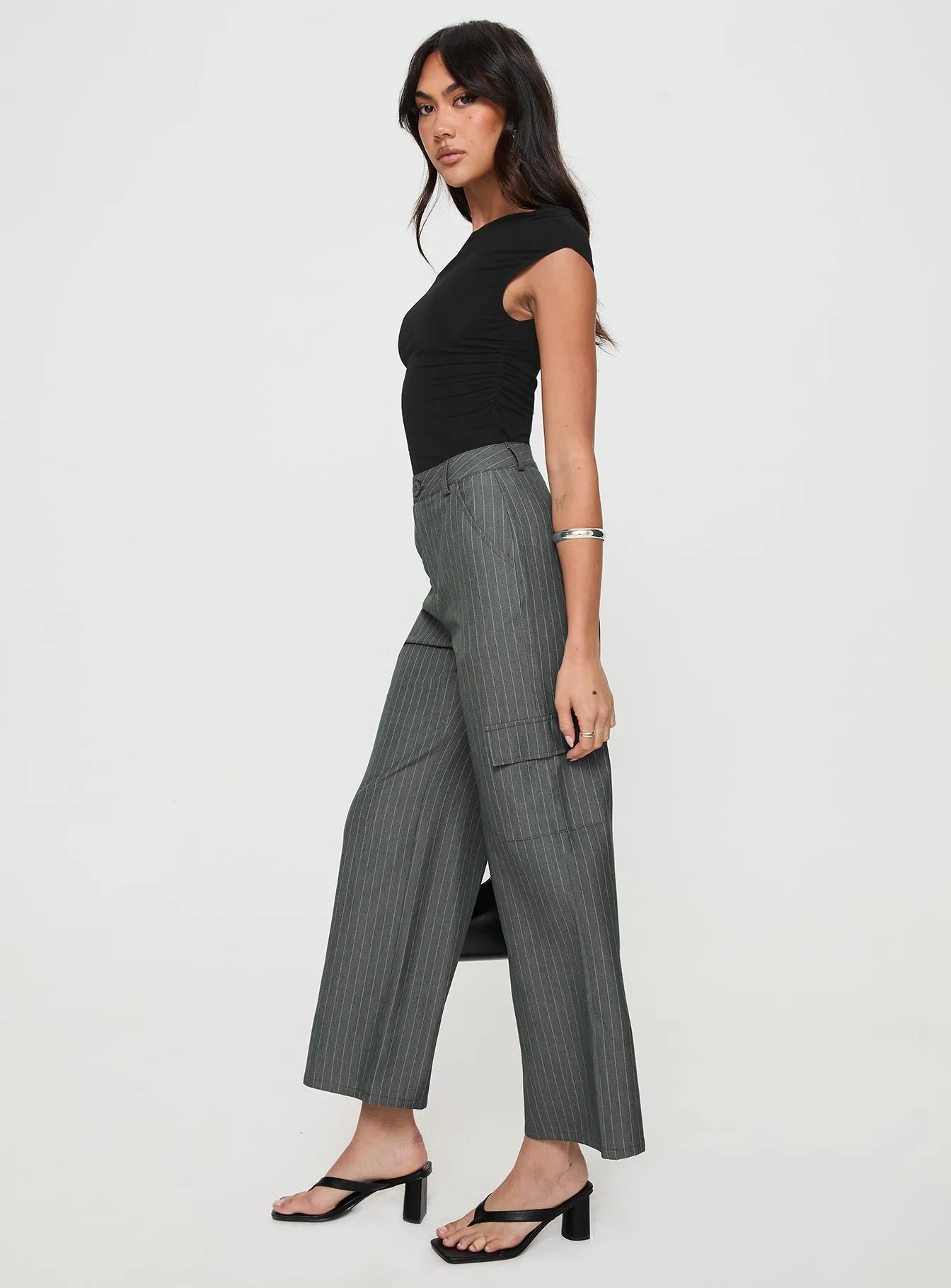 Katow Cargo Pants Grey Stripe