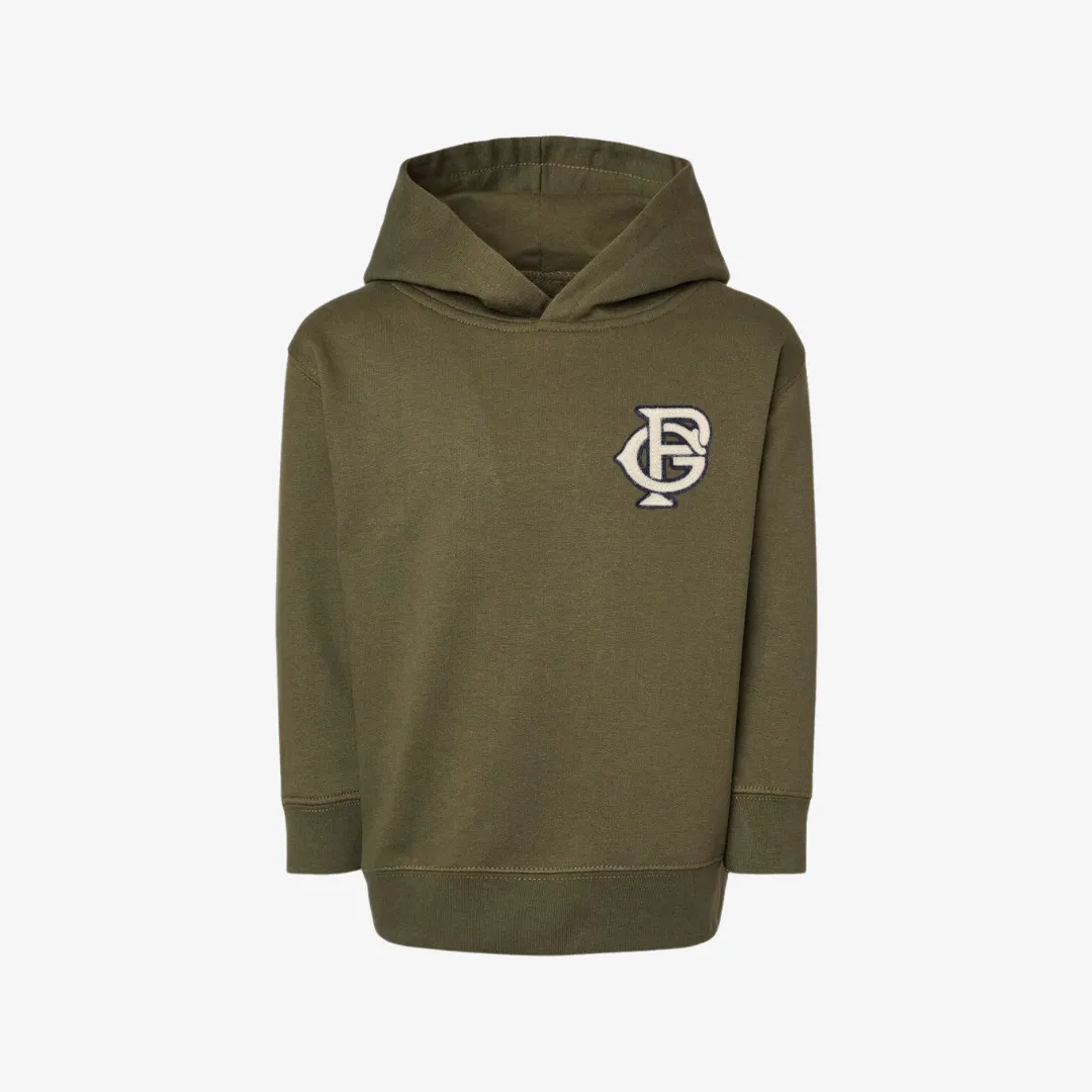 kids premiumgoods. pg monogram logo pullover hoodie (military green)