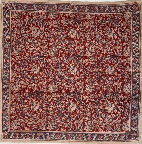 KK1416 Kalamkari Cotton Bandana - Red Branches (KK1416)