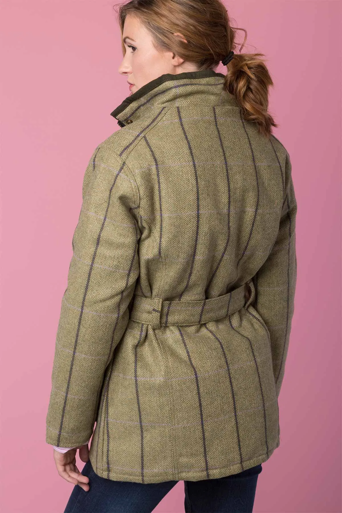 Ladies Belted Tweed Coat