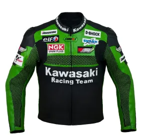 Last units! Green Motorcycle Racing Leather Jacket (without a hump)