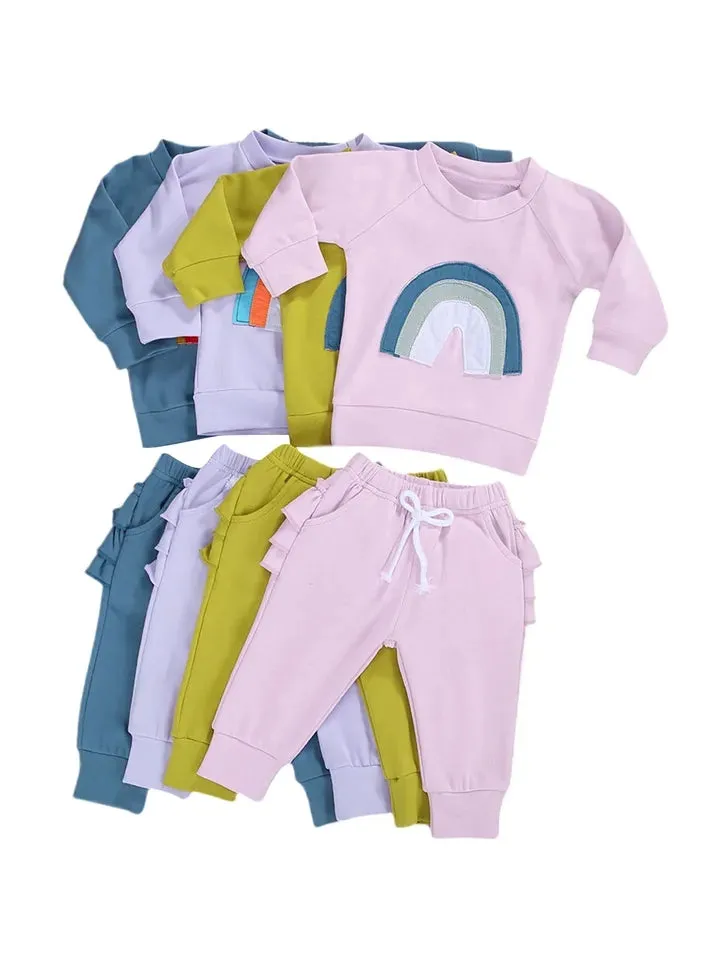 Lavender Rainbow Crewnek Sweatshirt and Pants #1001122