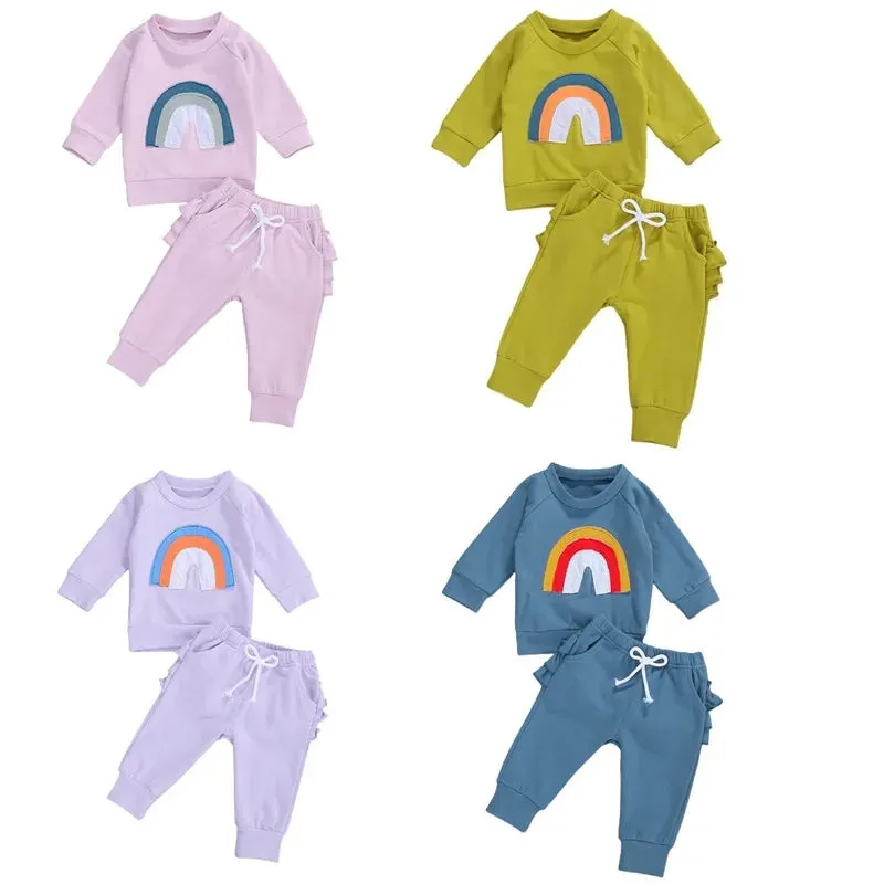 Lavender Rainbow Crewnek Sweatshirt and Pants #1001122