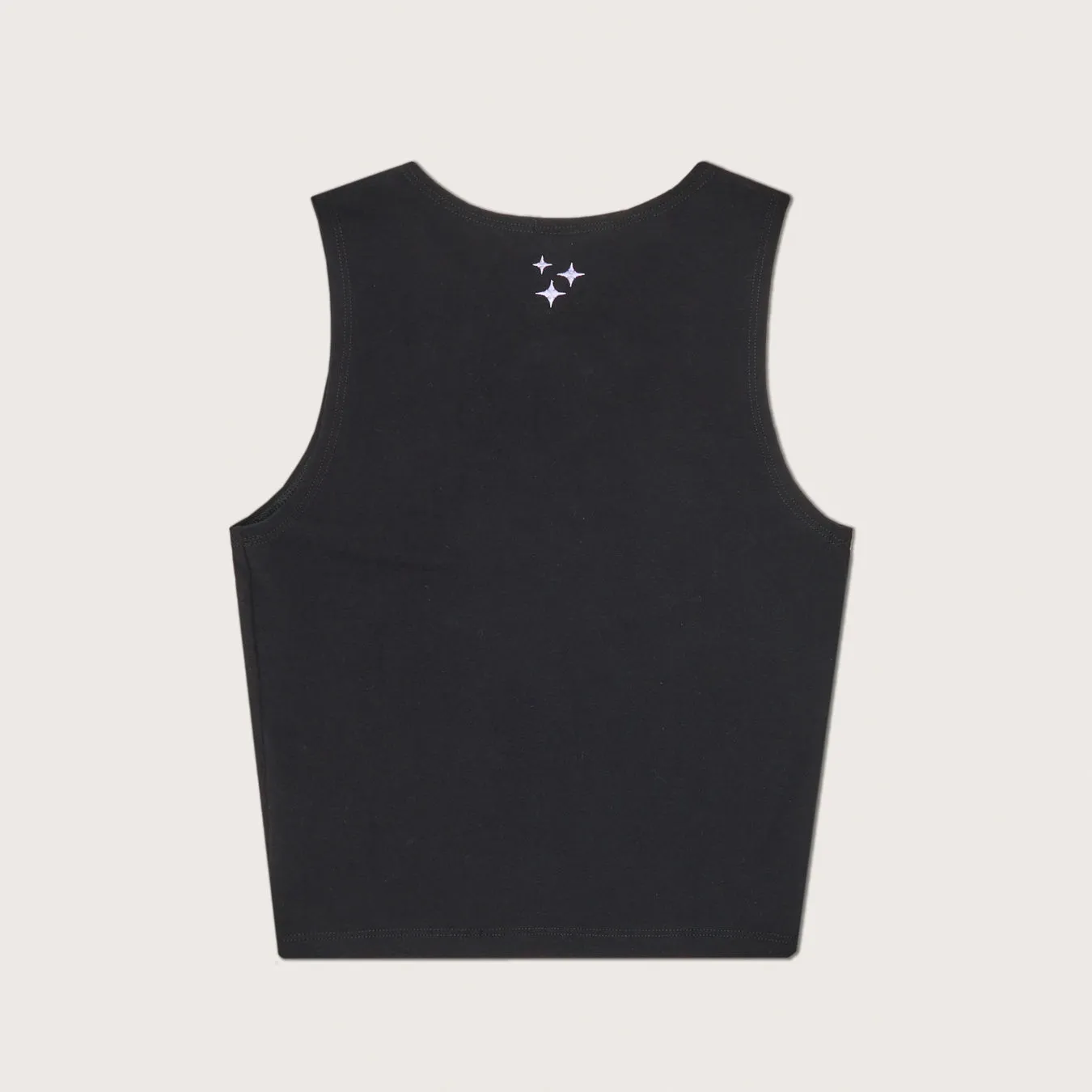 Lazo Fitted Crop Tank with Embroidery - Black