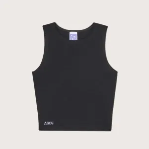 Lazo Fitted Crop Tank with Embroidery - Black