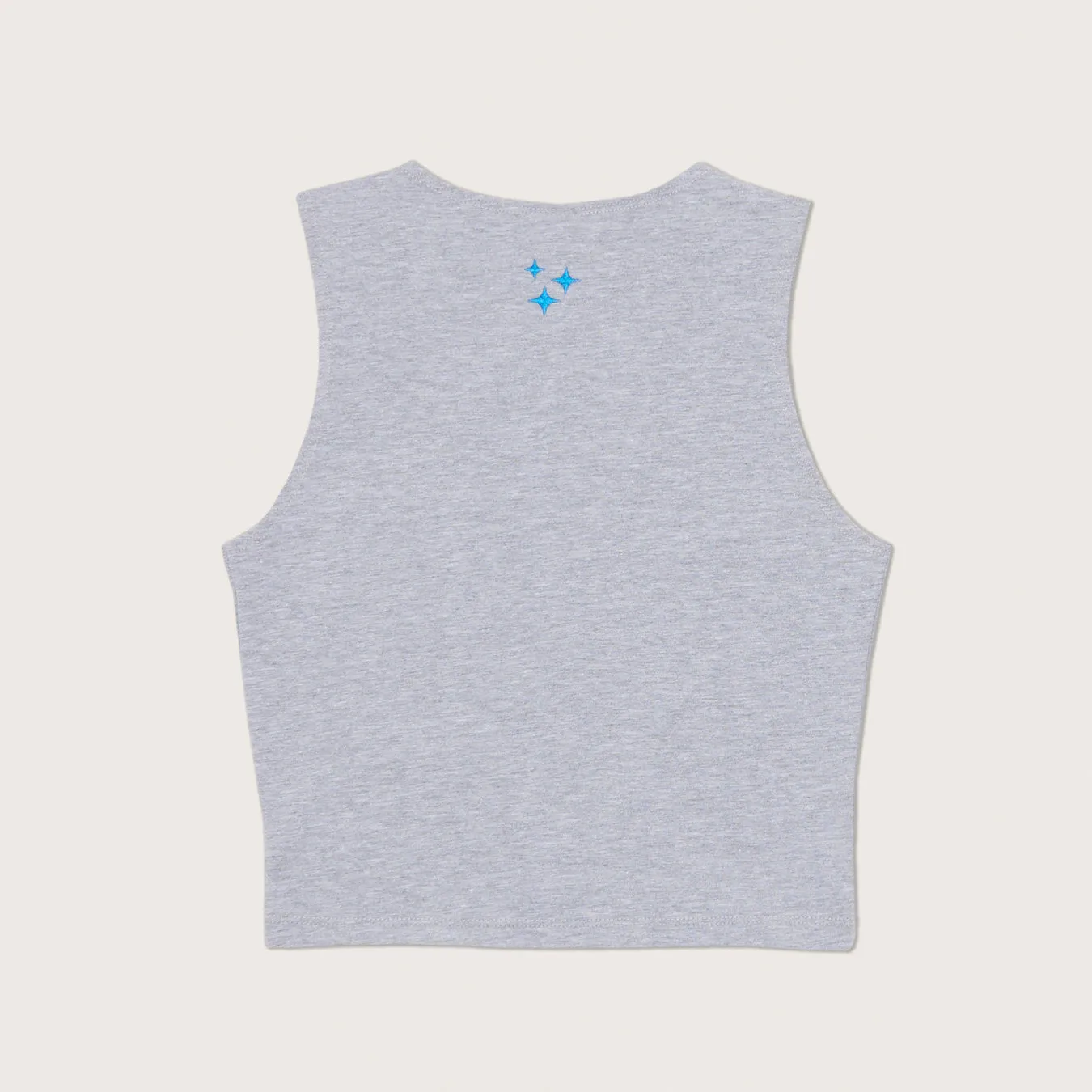 Lazo Fitted Crop Tank with Embroidery - Gray