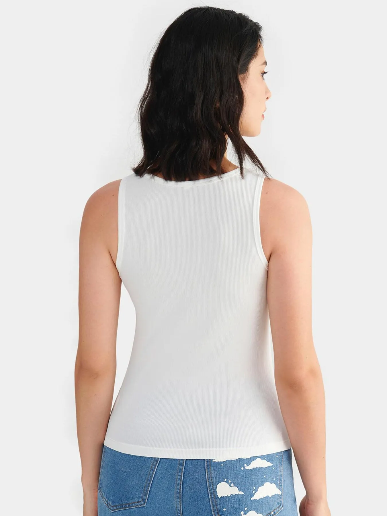 Letter Round Neck Rib Tank Top