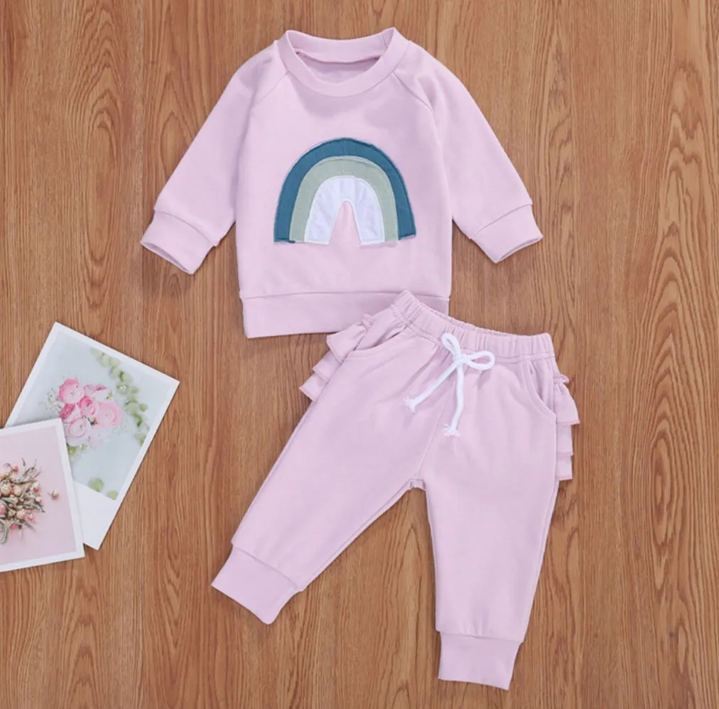 Lilac Rainbow Crewnek Sweatshirt and Pants #1001123