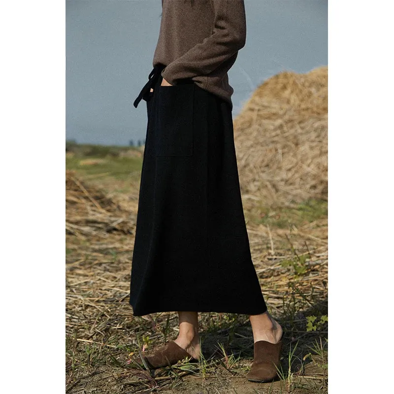 Loose Comfortable Cashmere Autumn Winter Long Knit Skirt