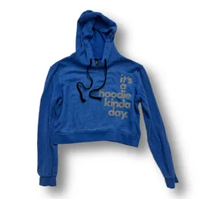 Love Junkie Hoodie Kinda Day Crop Pullover BLUE