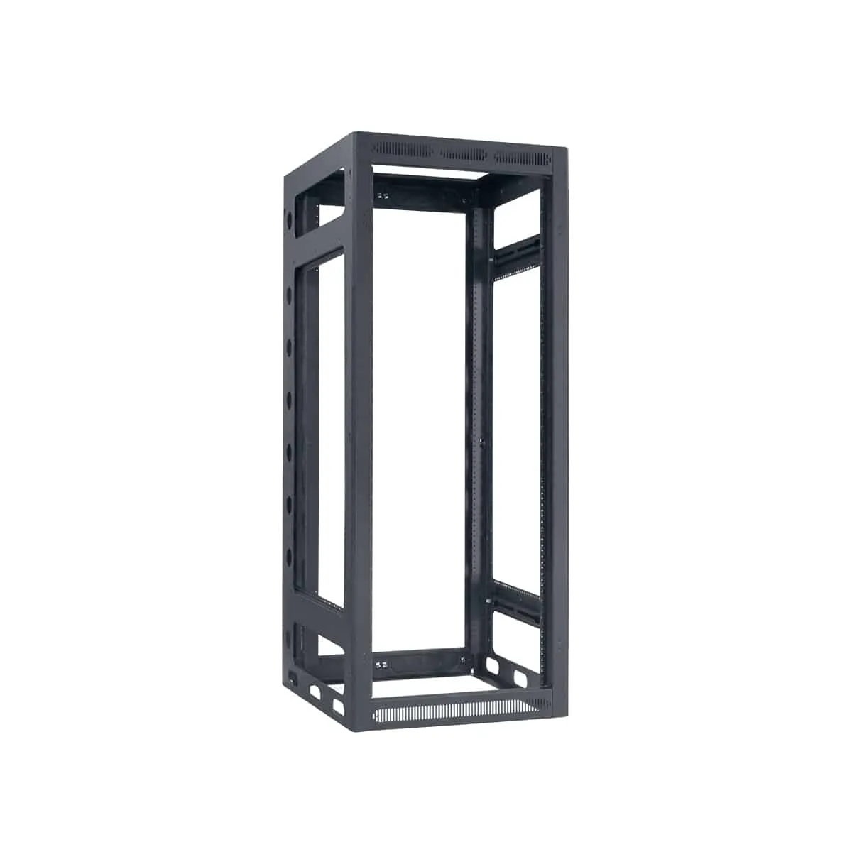 Lowell Mfg Equipment Rack-Gangable-24U, 27in Deep, 2pr Rails, Rear Door