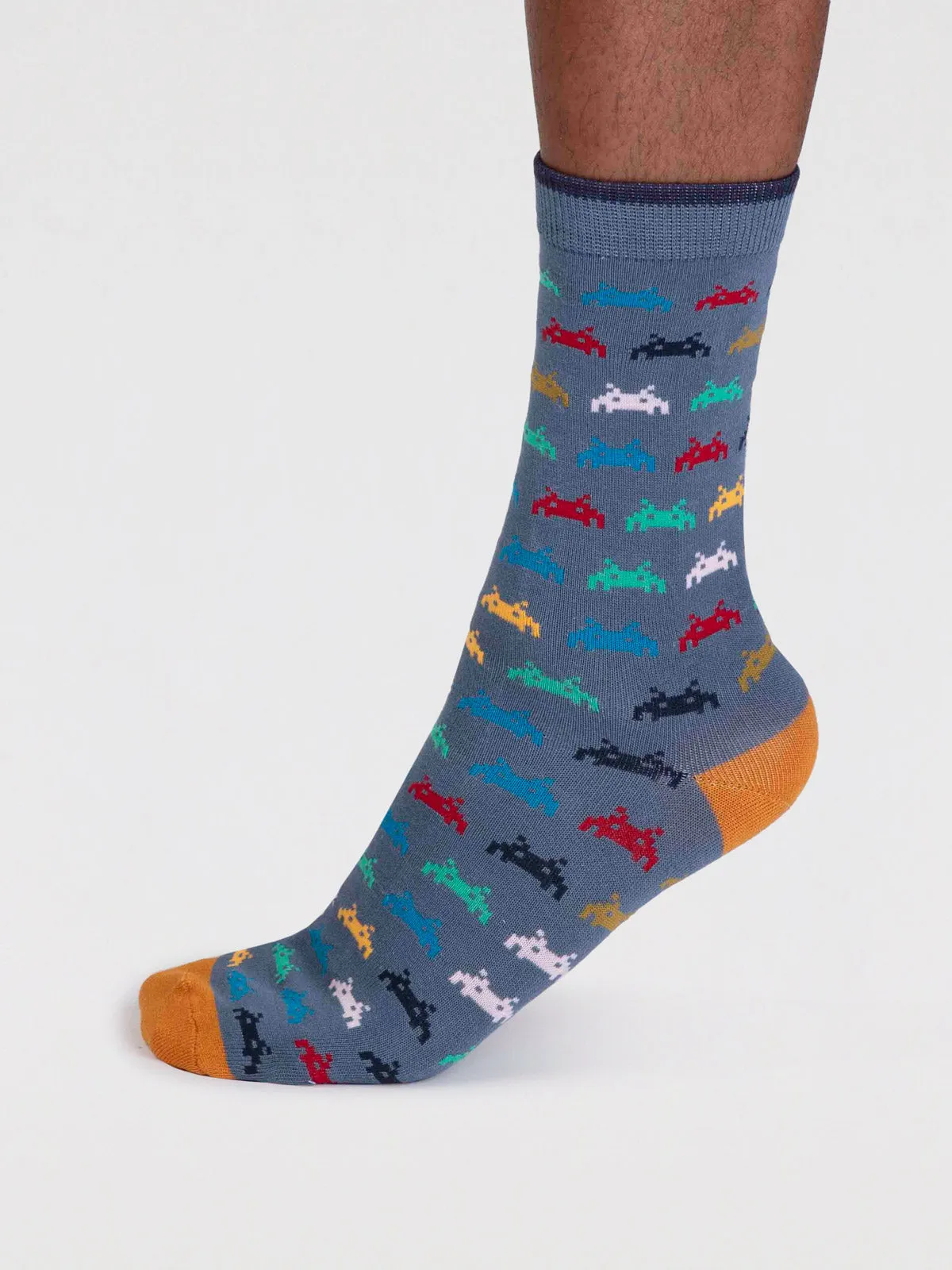 Lucas Bamboo Arcade Socks. - Misty Blue