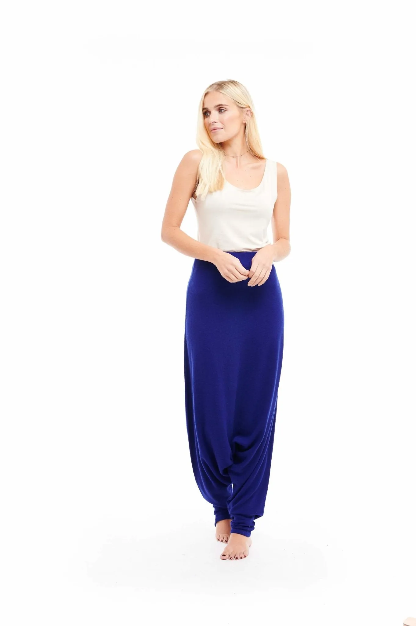 Luxury Cashmere Harem Lounge Pants Indigo