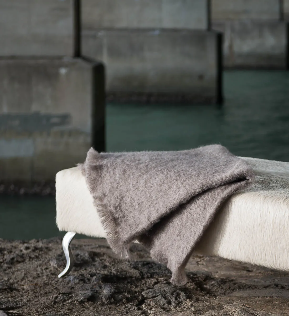 Manuka Taupe Mohair Chair Throw