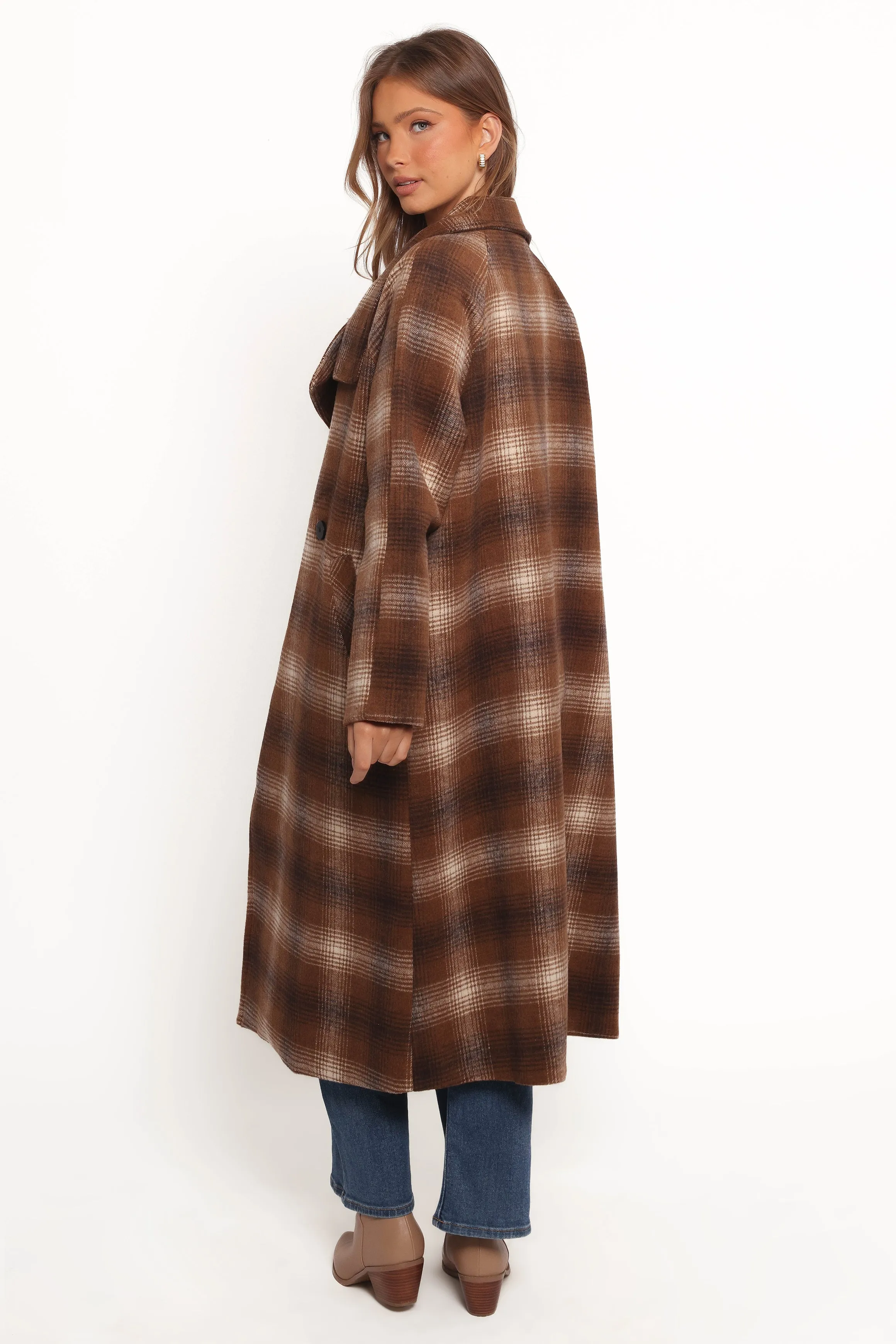 Maya Long Coat - Brown Check