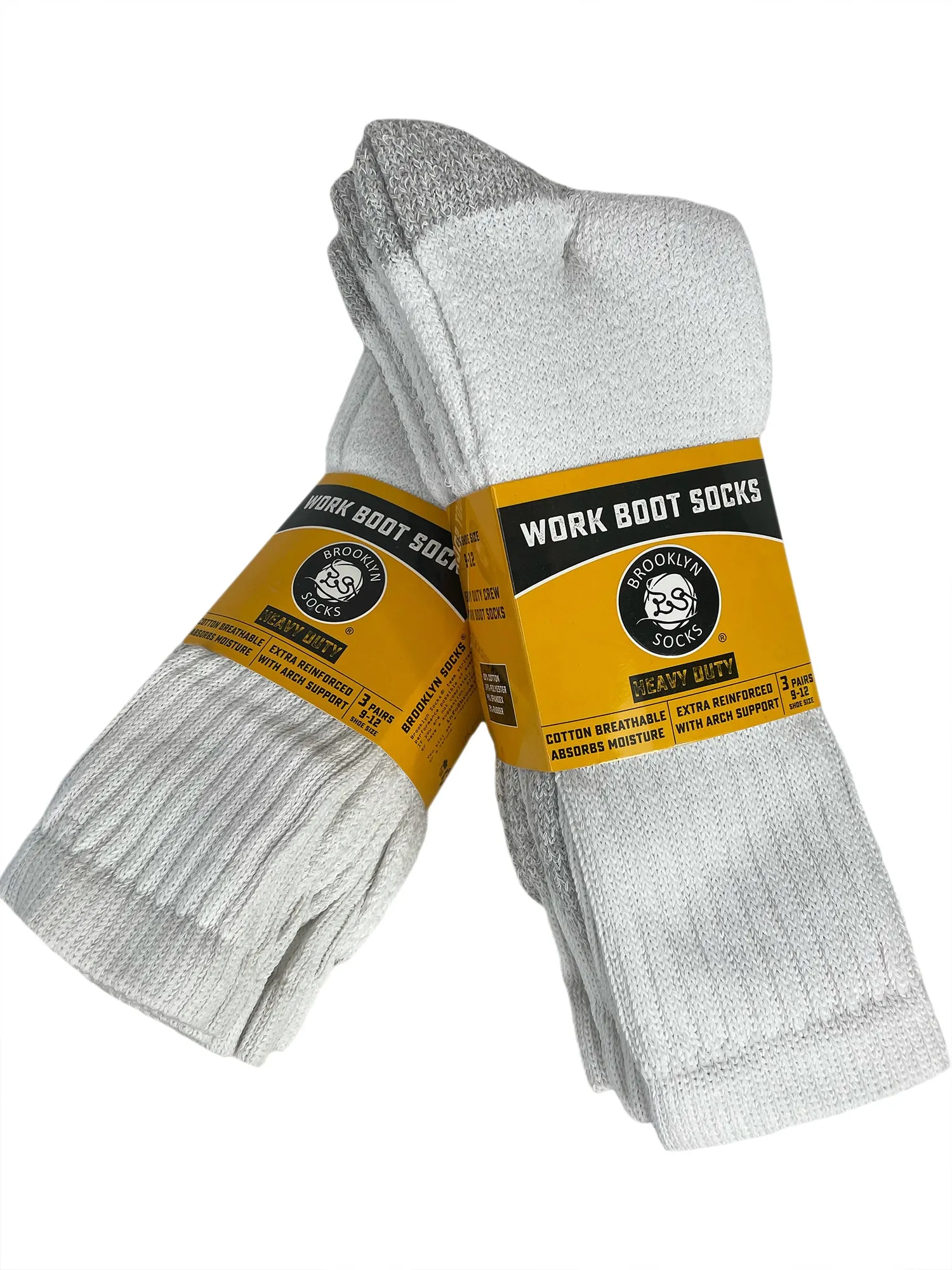 Men's Heavy Duty Steel Toe Cotton Work Crew Socks, US Men's Shoe Size 9-12