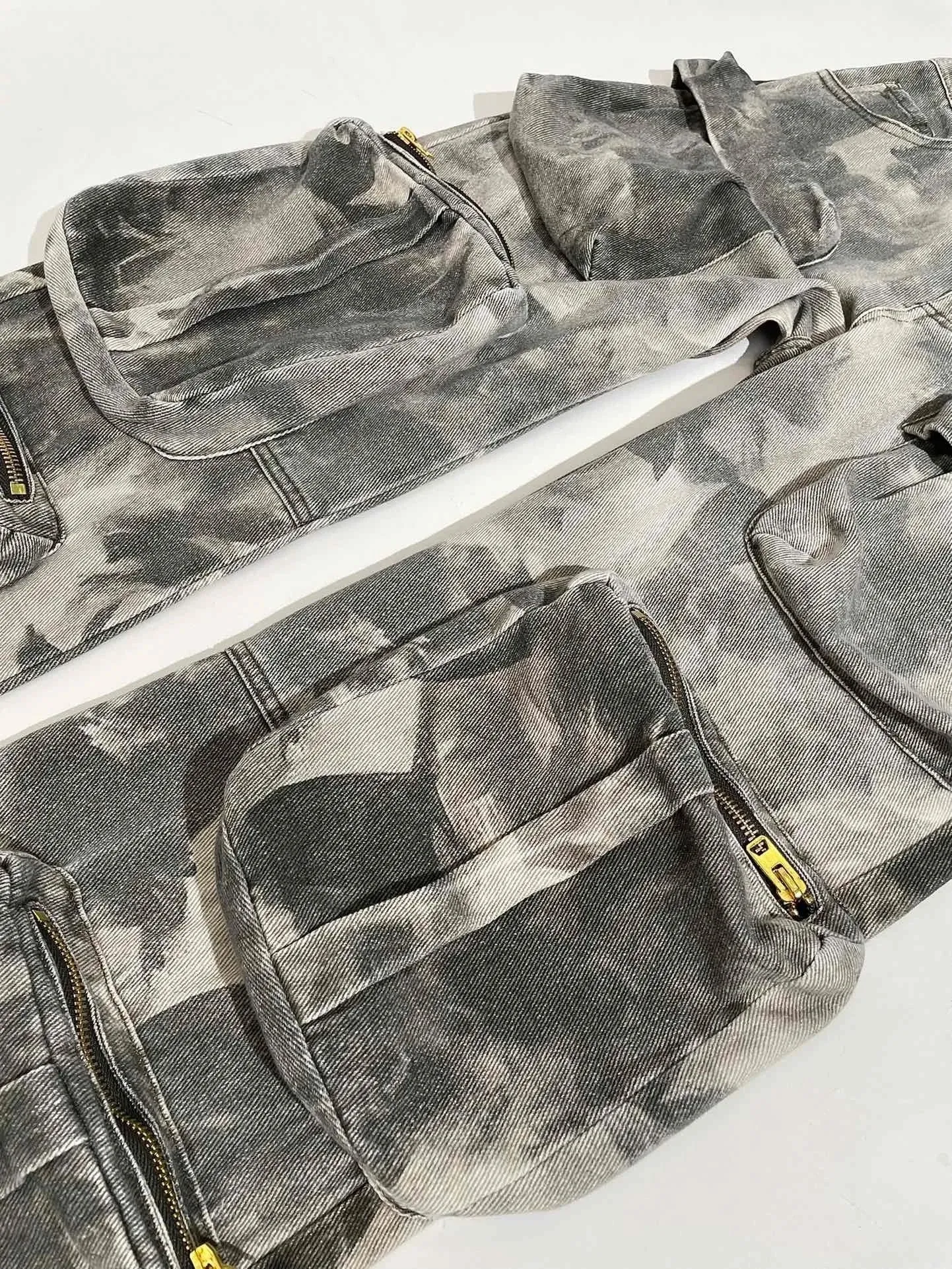 Men's White Multi-Pocket Camouflage Cargo Pants