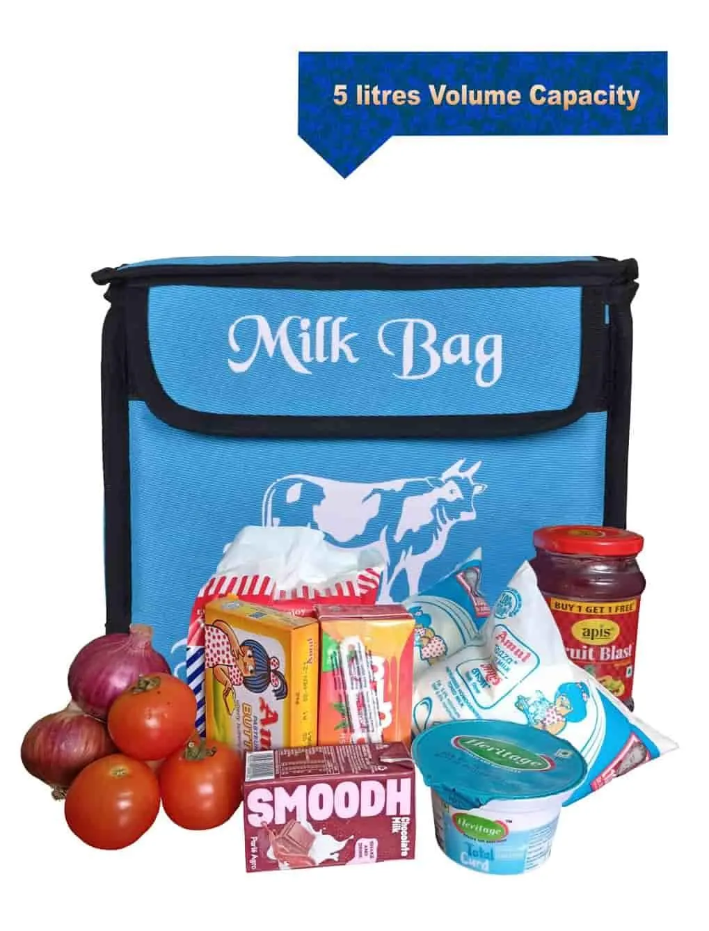 Milk Bag for Door | Thermal Insulated and Cooler Bag | Size 10" Inch (Sky Blue)