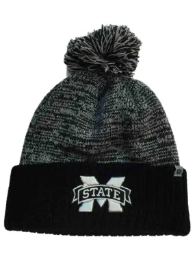 Mississippi State Bulldogs TOW Black Gray Dense Cuffed Beanie Hat Cap w/ Poof