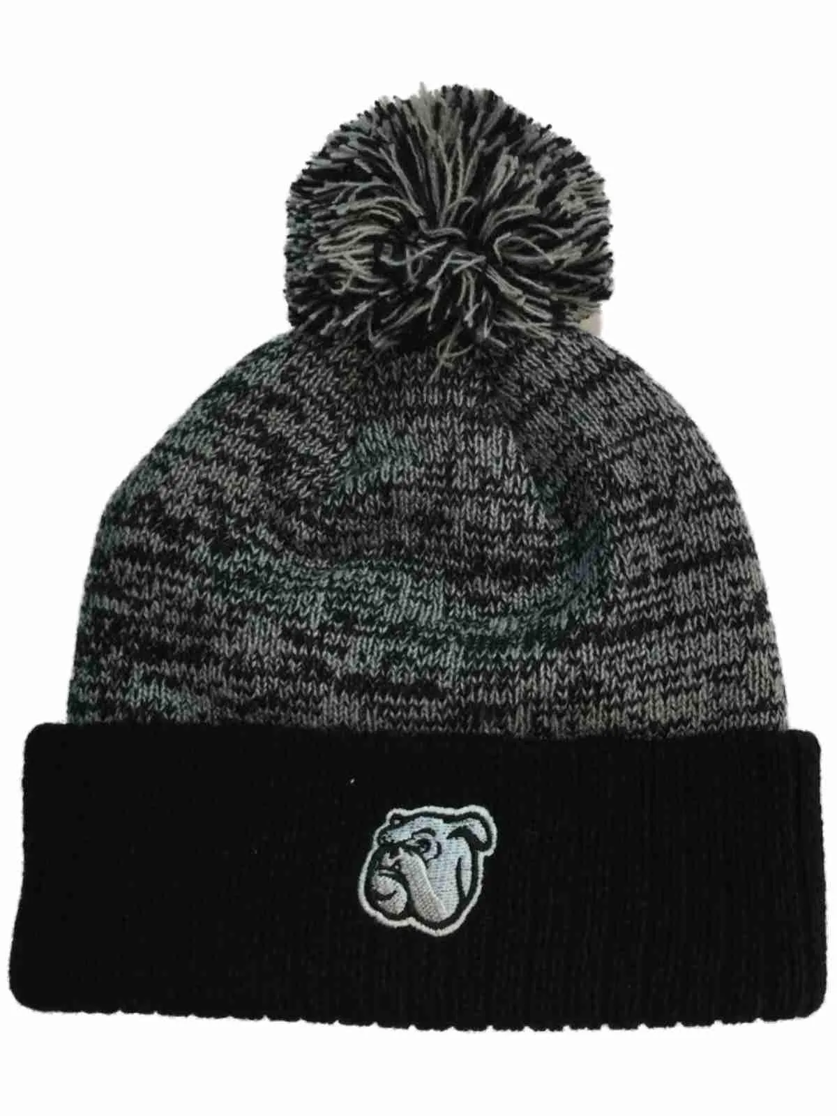 Mississippi State Bulldogs TOW Black Gray Dense Cuffed Beanie Hat Cap w/ Poof