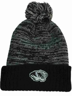 Missouri Tigers TOW Black Gray Dense Knit Cuffed Beanie Hat Cap with Poof