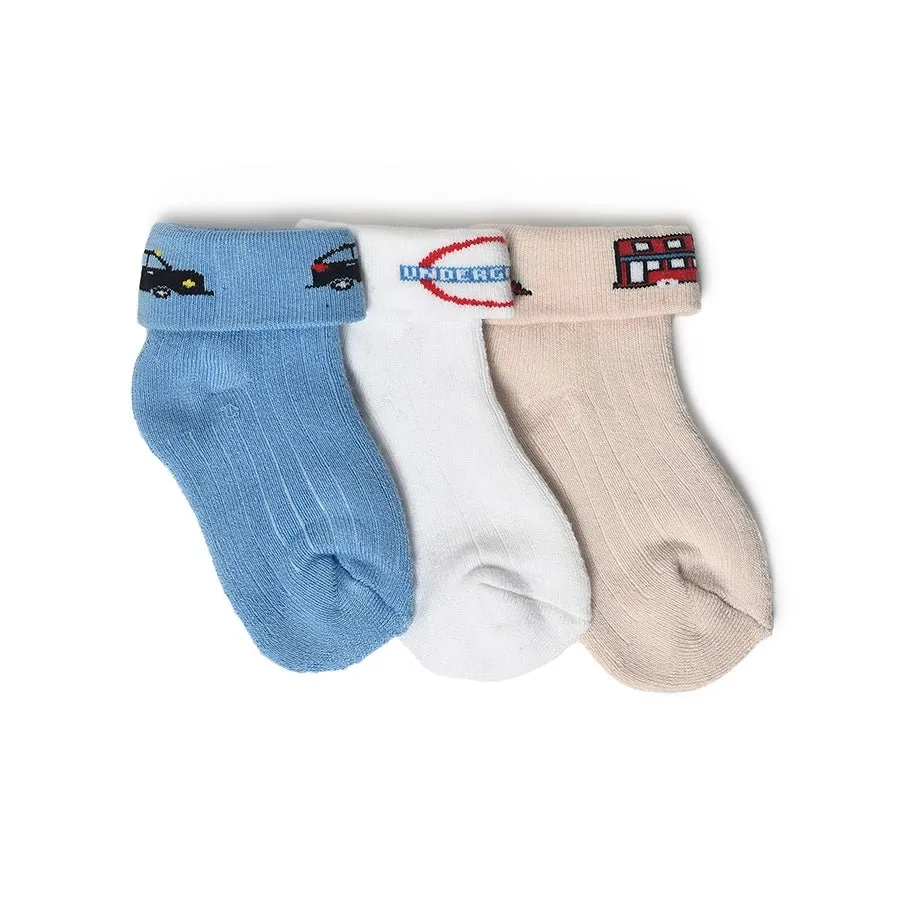 Misty Ankle Length Terry Socks for Kids Pack of 3