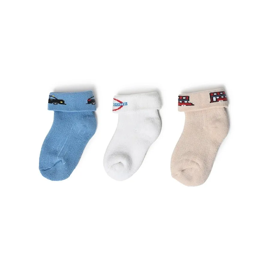 Misty Ankle Length Terry Socks for Kids Pack of 3