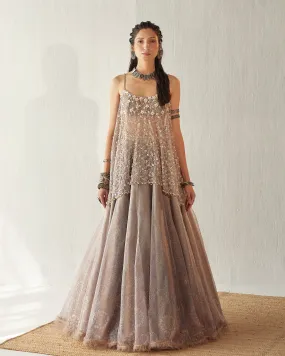 Misty Grey Organza Lehenga 2-piece Set