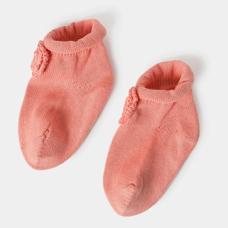 Misty Peach Knitted Cap & Socks set(Pack of 2)