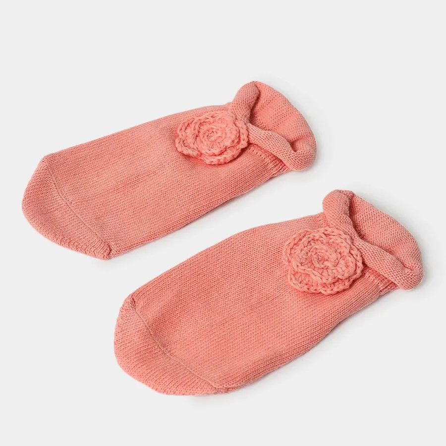 Misty Peach Knitted Cap & Socks set(Pack of 2)