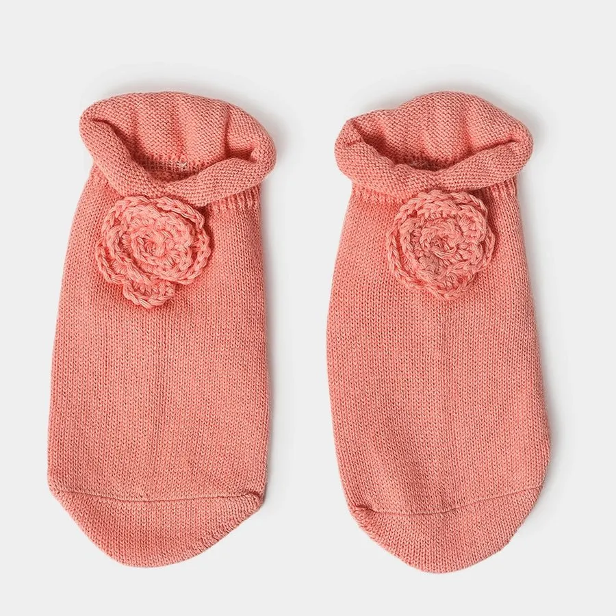 Misty Peach Knitted Cap & Socks set(Pack of 2)