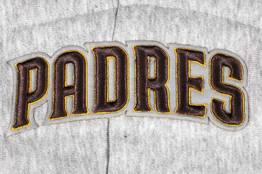 MLB SAN DIEGO PADRES SCRIPT TAIL WOMEN'S RIB FLC CROPPED PO HOODIE (HEATHER GRAY/BLACK)