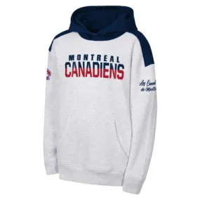 Montreal Canadiens NHL Outerstuff Youth White Elite Defense Pullover Fleece Hoodie