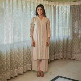 Muslin Kurta Set for Women | Striped | Pink