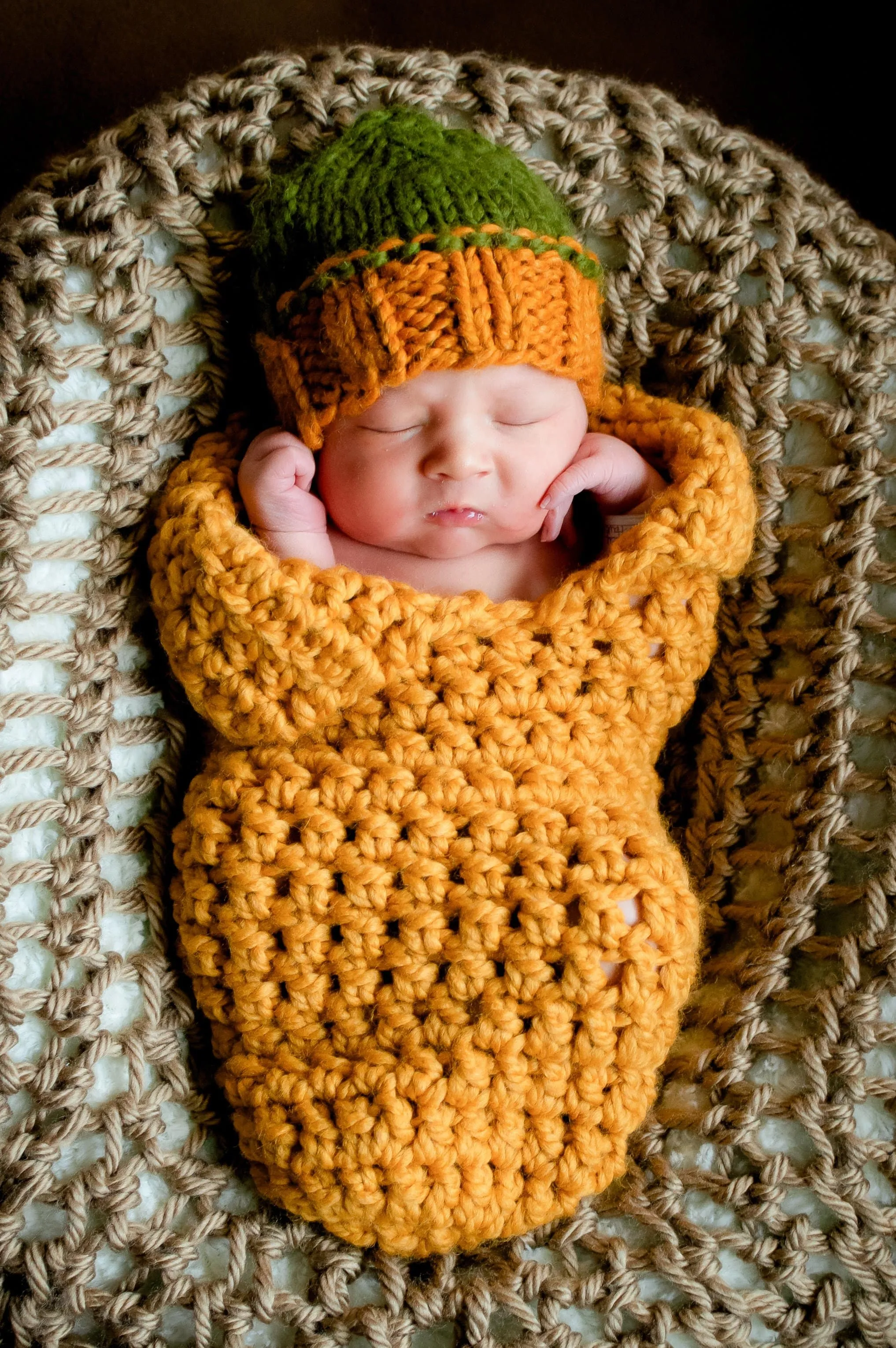 Mustard Yellow Newborn Baby Collared Cocoon