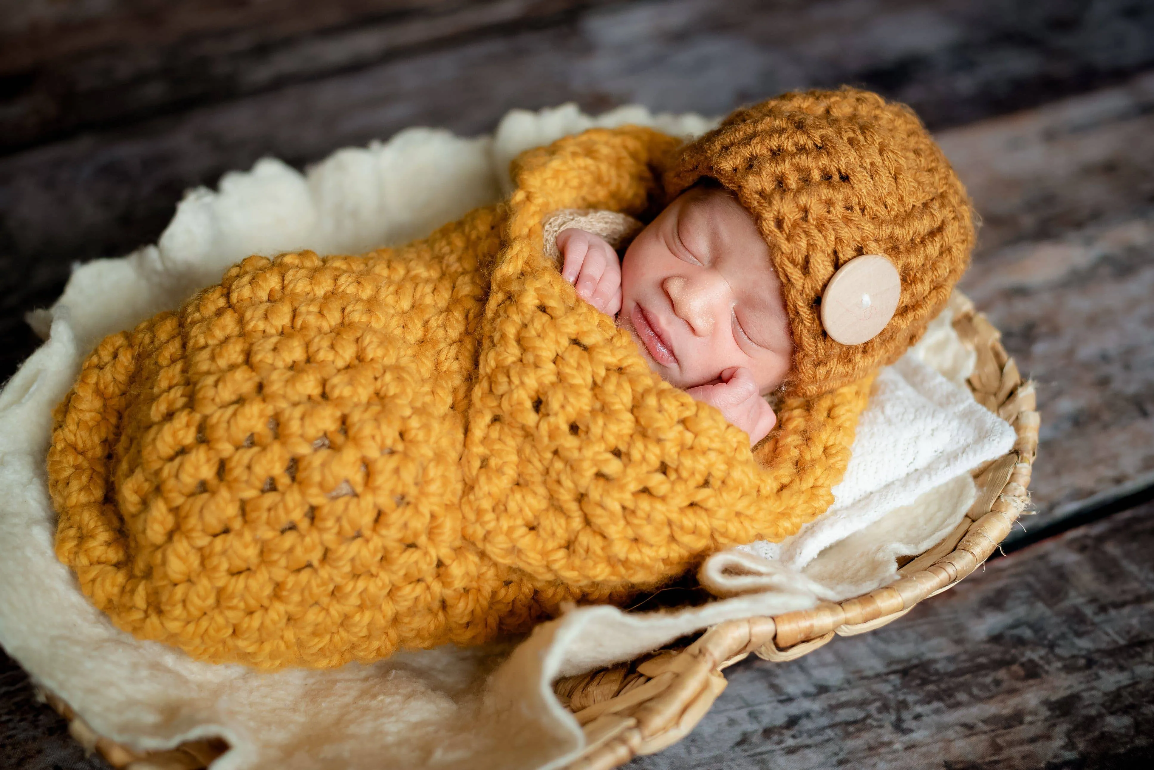 Mustard Yellow Newborn Baby Collared Cocoon