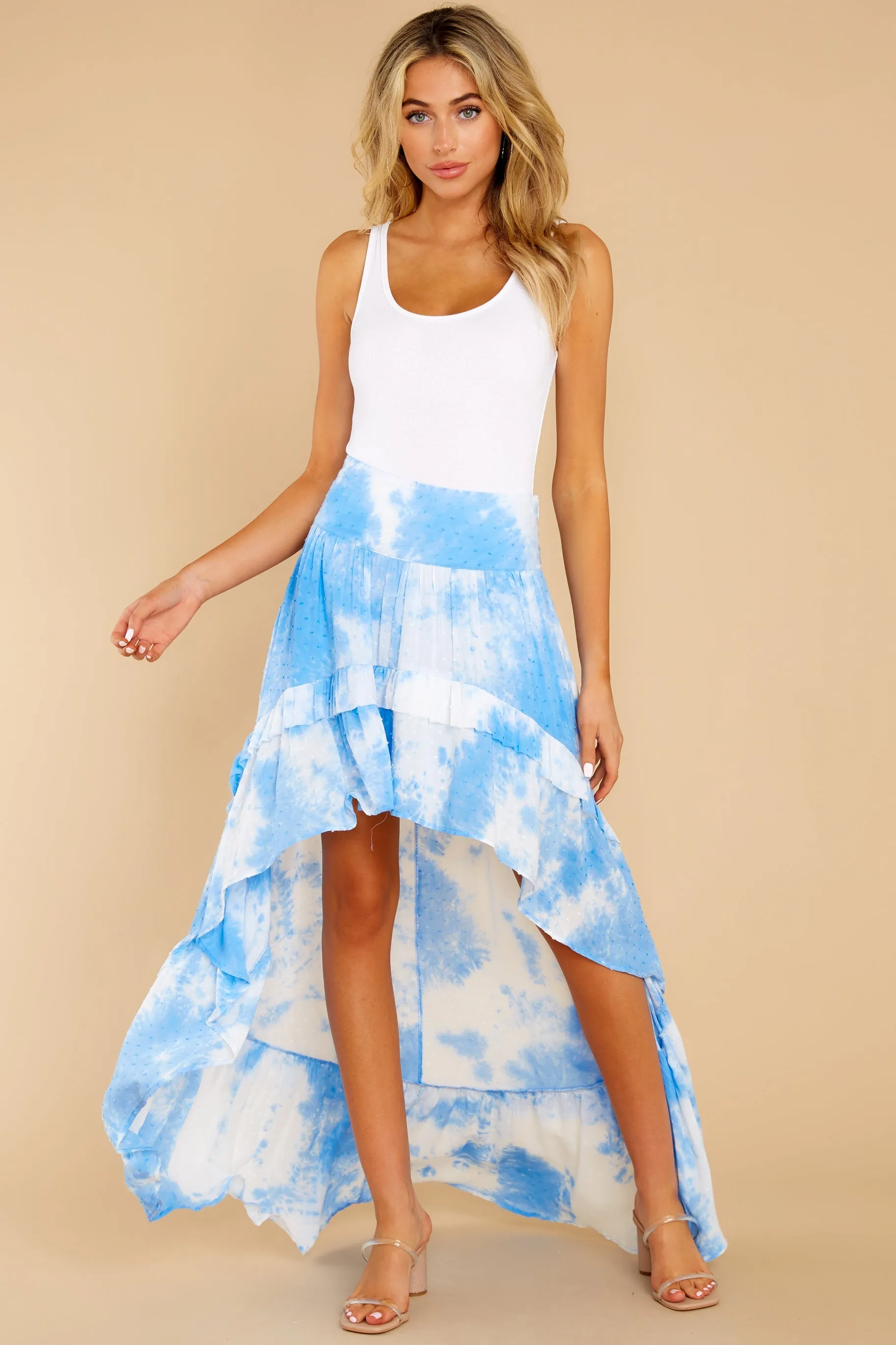 My Moment Blue Tie Dye High-Low Skirt