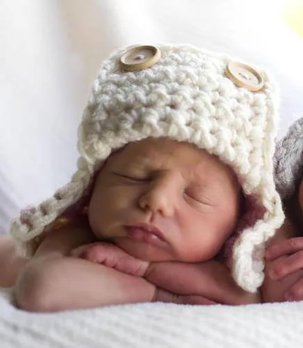 Natural Cream Newborn Aviator Hat